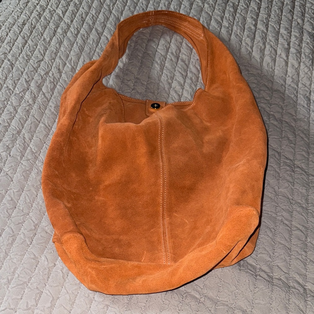 Elegant Orange Suede Hobo Bag